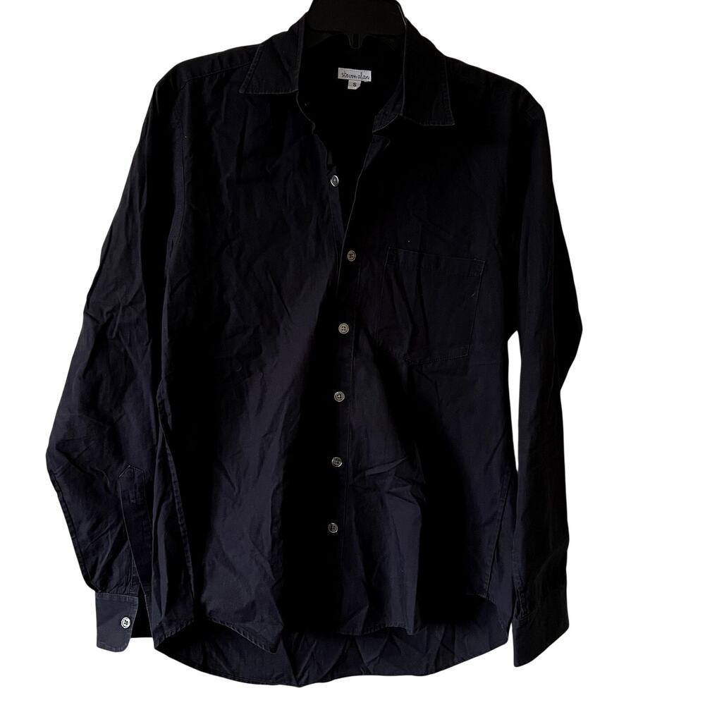 Steven Alan men’s button down shirt 100% cotton size S very dark navy